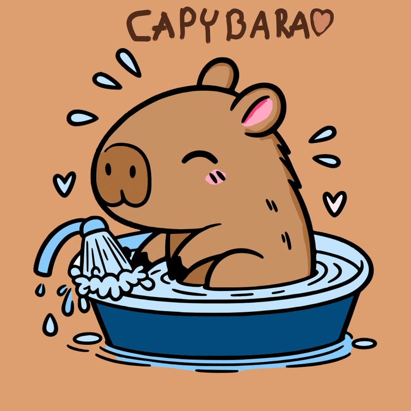 capybara taking a bath