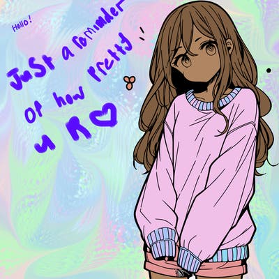 manga teen girl  in a sweater and baggy pants