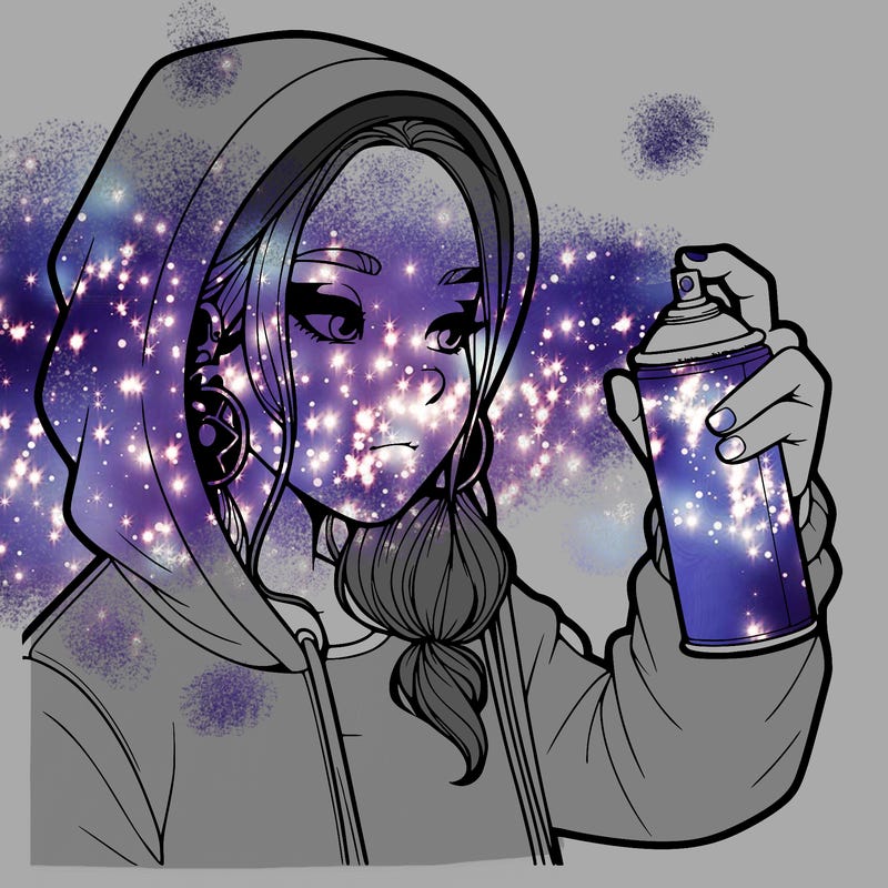 a realistic girl, spray painting