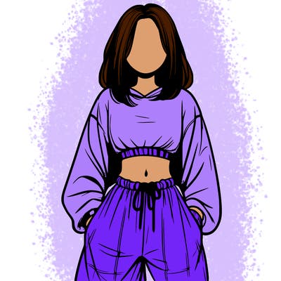 realistic girl faceless with baggy pants and a crop top