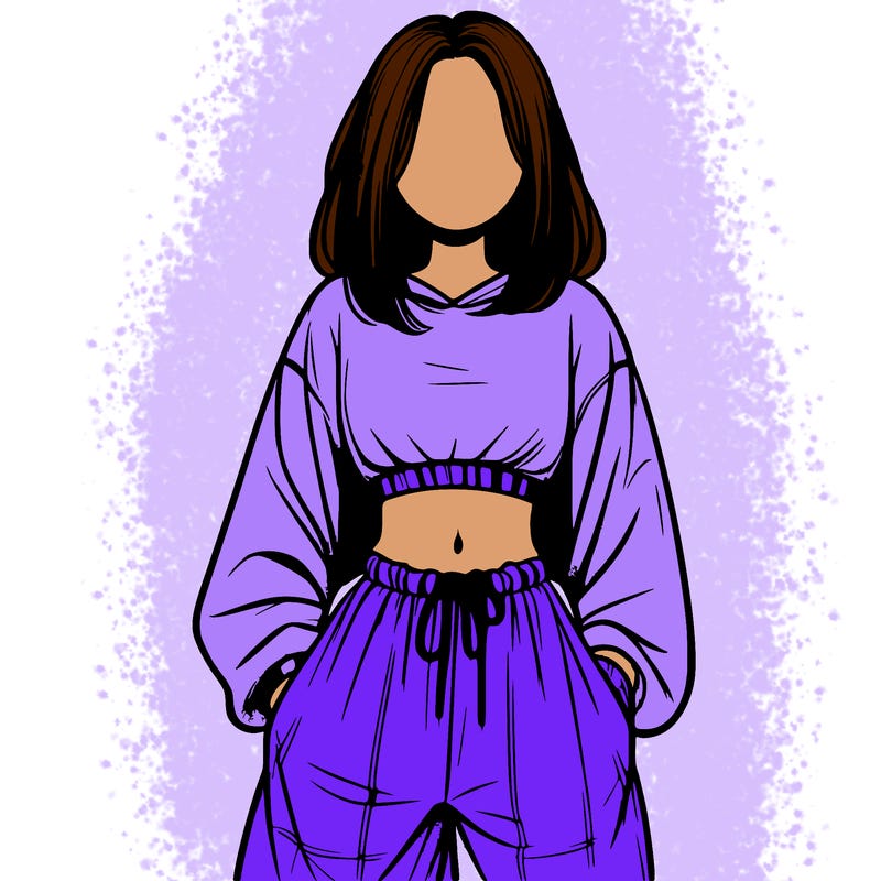 realistic girl faceless with baggy pants and a crop top