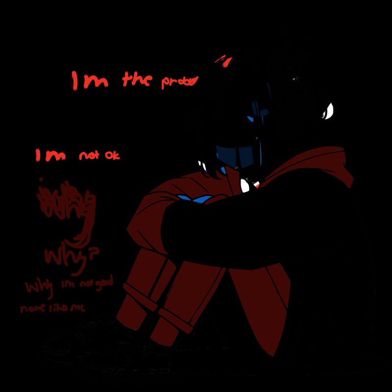 sad anime girl sitting alone