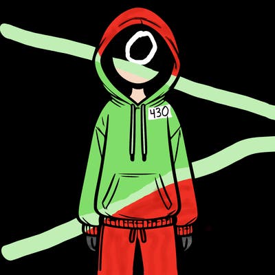 faceless girl in a tracksuit with a hood on and no hair