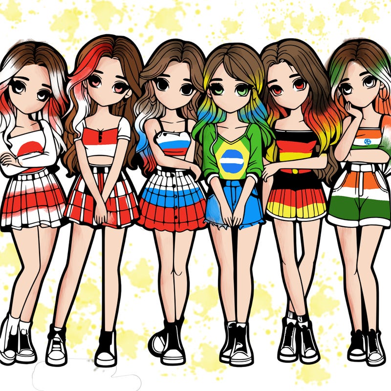 a group of girls realistic