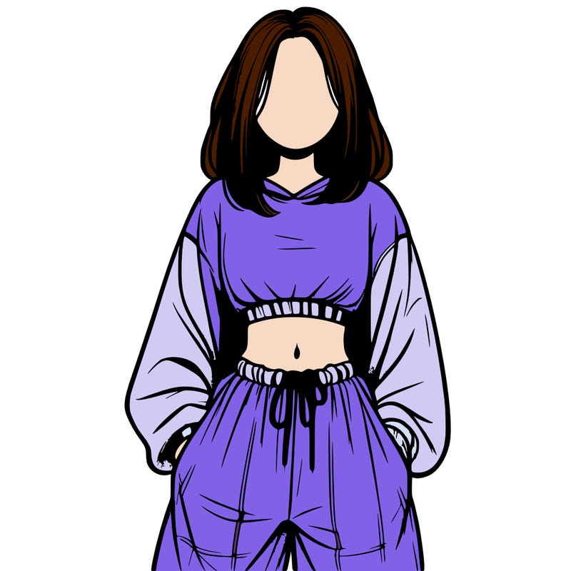 realistic girl faceless with baggy pants and a crop top