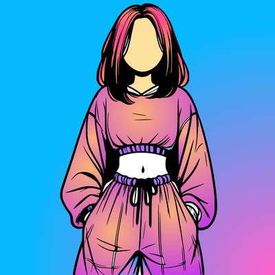 realistic girl faceless with baggy pants and a crop top