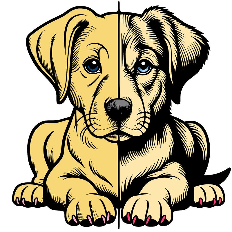 realistic dog split picture