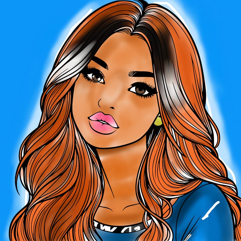 realistic girl with hair on her hair and lips