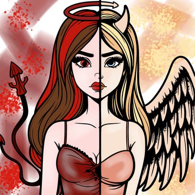 devil vs angel realistic girl