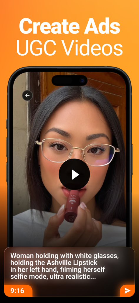 Flashloop: AI Video Generator - Flashloop app interface showing the creation of an AI generated UGC video ad from a text prompt