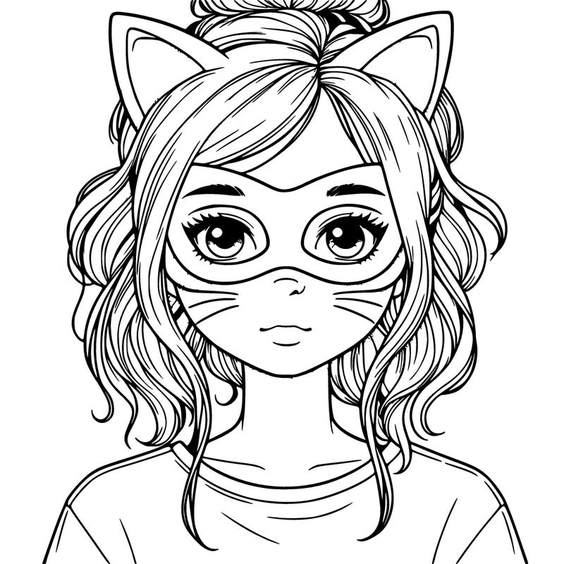 girl wearing cat mask realistic