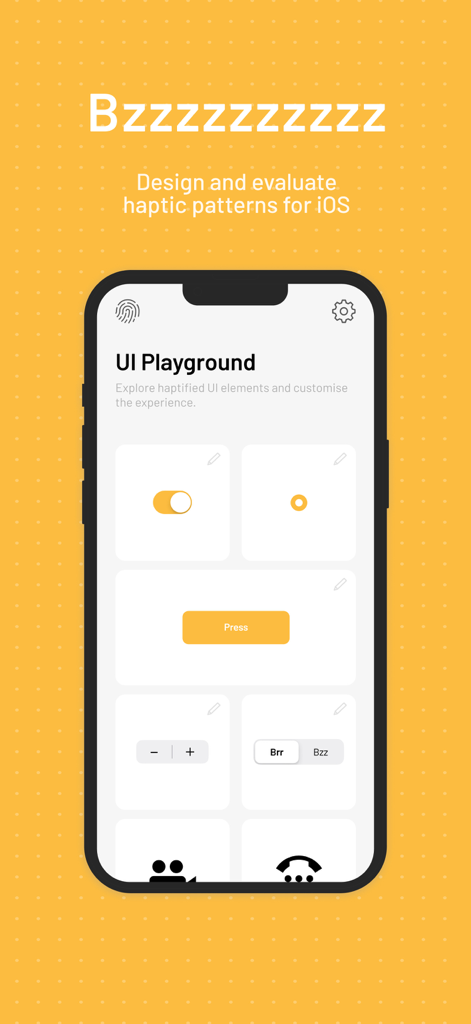 Hapticlabs: Haptic design - UI Playground interface of Hapticlabs app showing various interactive iOS elements for haptic testing