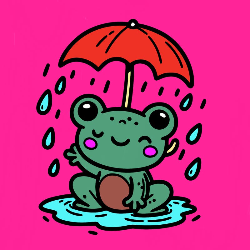 cute frog in the rain