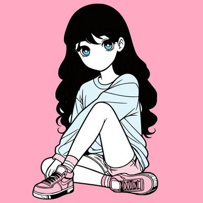 girl sitting realistic