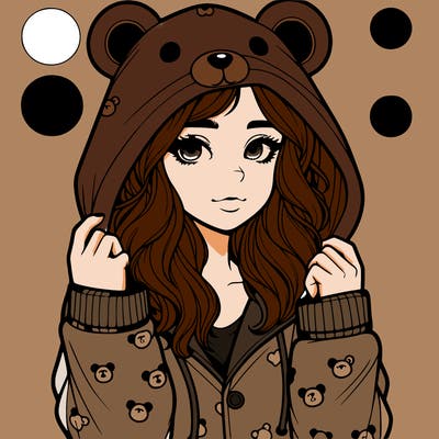 realistic girl in a animal pjs hoodie