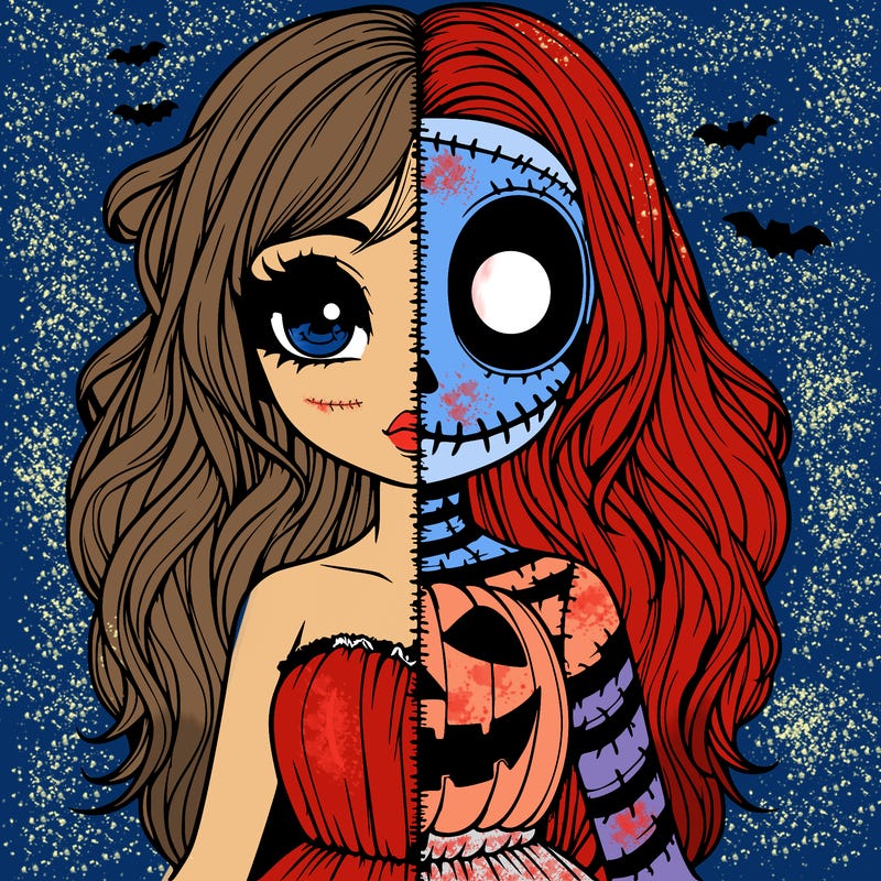 realistic girl halloween split