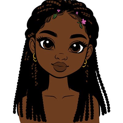 a realistic black girl with braids