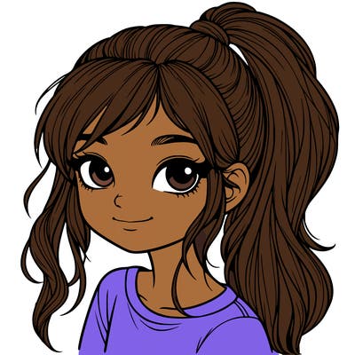 realistic girl with ponytail