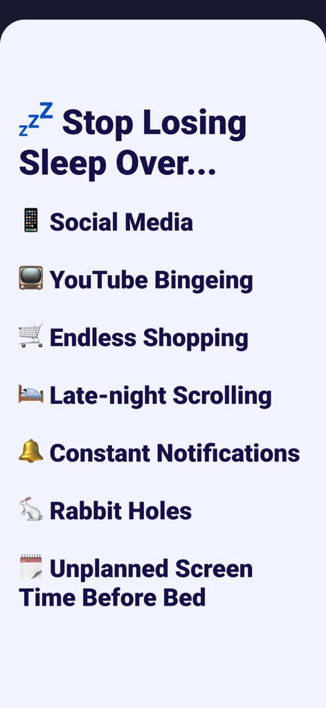 Sleep Schedule: Stop Scrolling - A list of digital distractions that cause sleep loss including social media and late night scrolling