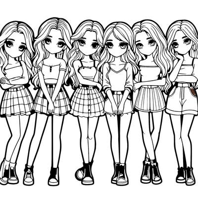 a group of girls realistic