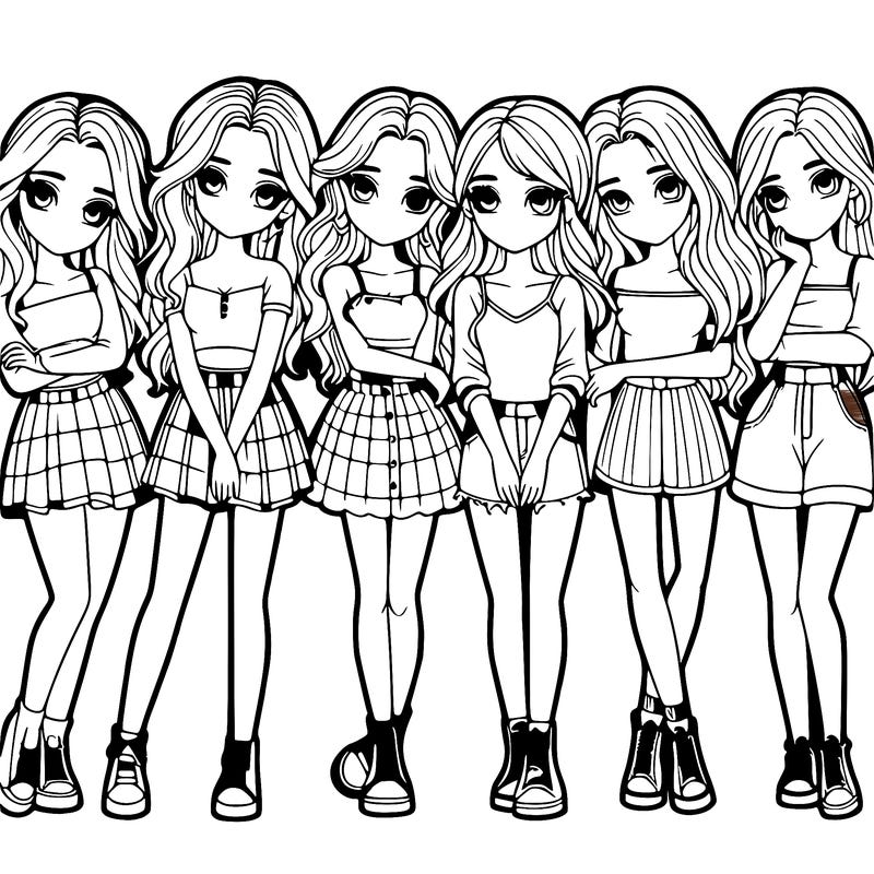 a group of girls realistic