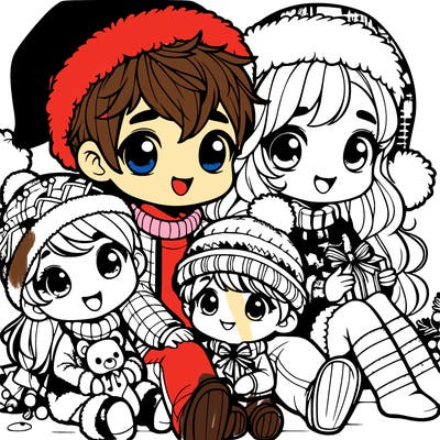 a cute family on christmas very realistic