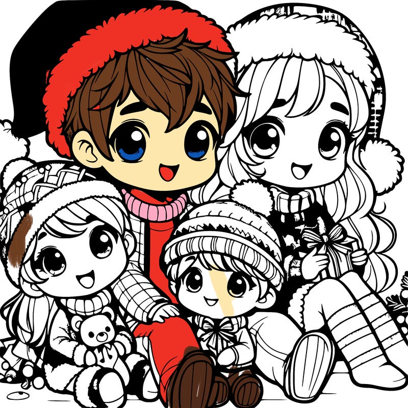 a cute family on christmas very realistic