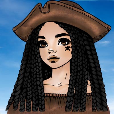 realistic girl with box braids and i realistic pirate hat