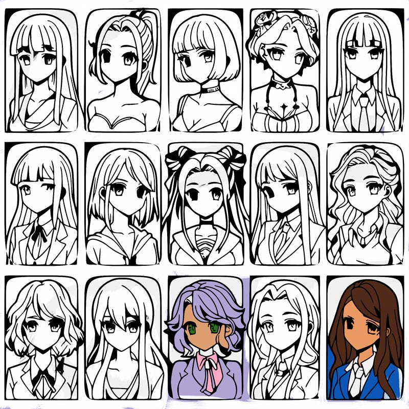 girls that look diffrent anime