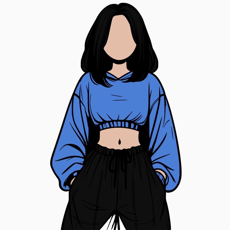 realistic girl faceless with baggy pants and a crop top