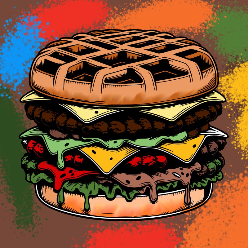 realistic waffle burger