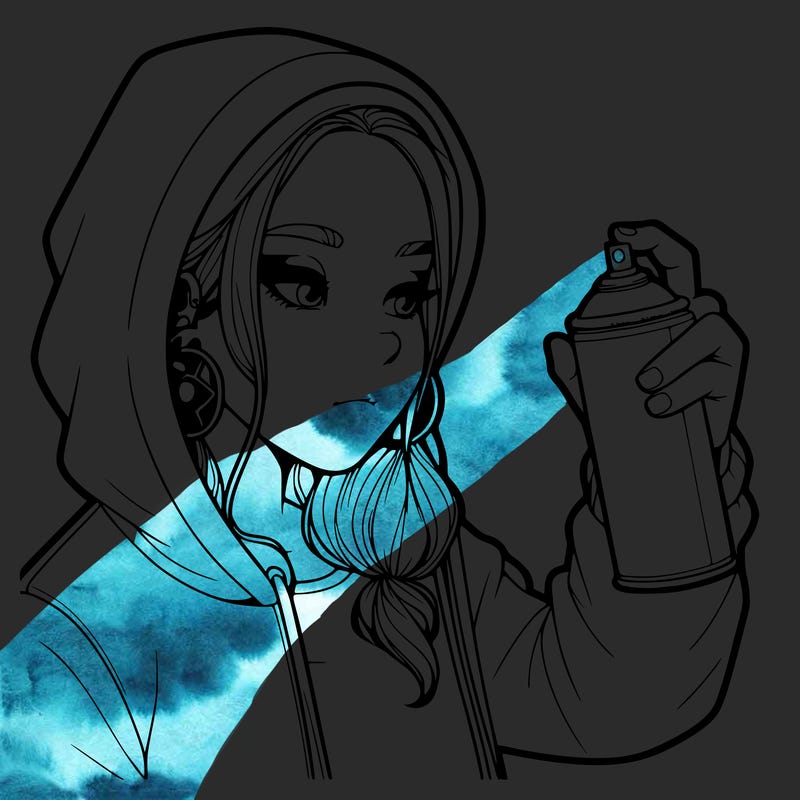 a realistic girl, spray painting