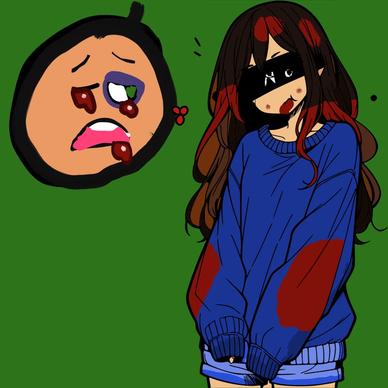 manga teen girl  in a sweater and baggy pants