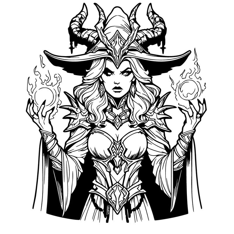 realistic evil sorceress fantasy chaos