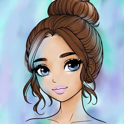 realistic pretty girl with hair in bun