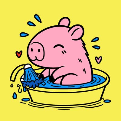 capybara taking a bath