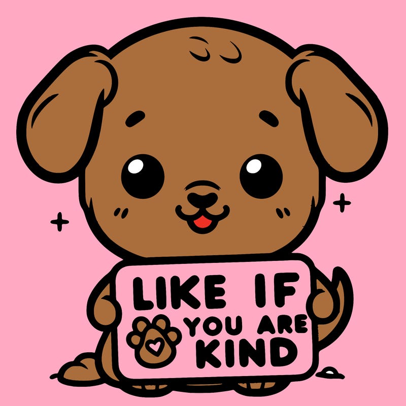 make a sign that says like if you are kind with a cute little dog