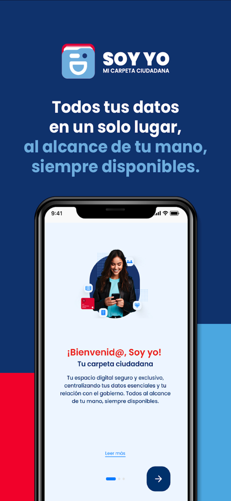 Soy Yo RD app welcome screen on a smartphone showing the message Your Citizen Folder in Spanish