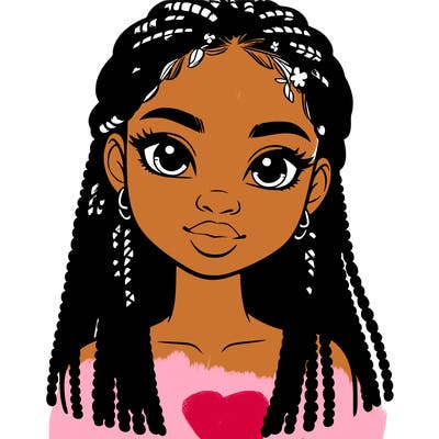 a realistic black girl with braids