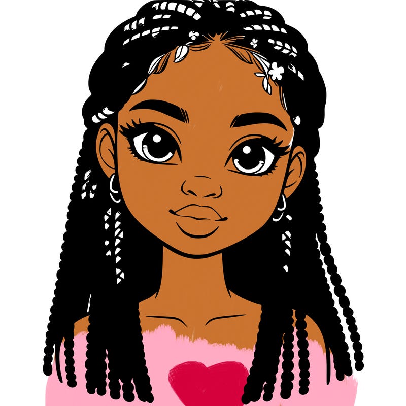 a realistic black girl with braids