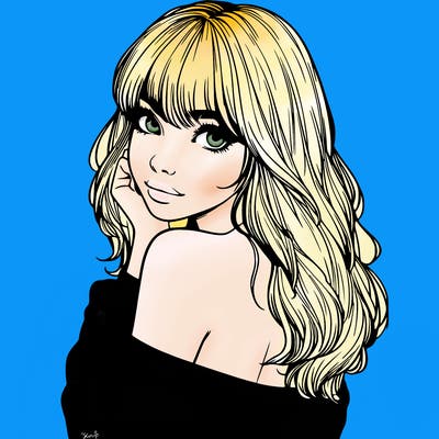 realistic girl with bangs looking over her shoulder