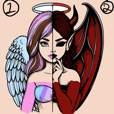 realistic angel half demon