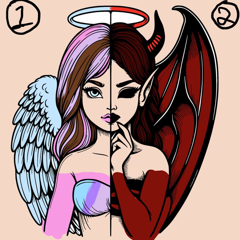 realistic angel half demon