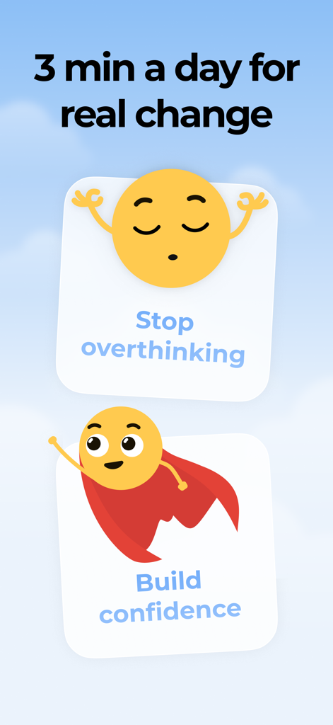 Confide - Video Journal - Graphic showing that three minutes a day of journaling helps stop overthinking and build confidence.