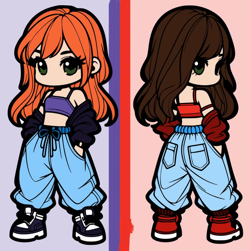 girl in crop top and baggy pants