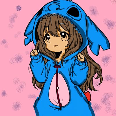 anime girl in a stitch onsie