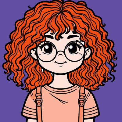 girl with curly hair and glasses