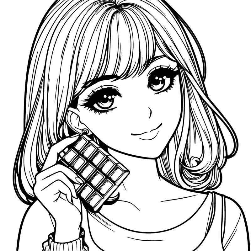 realistic girl with chocolate in her hand