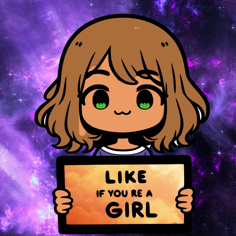 a cute girl holding a sign that says like if you’re a girl