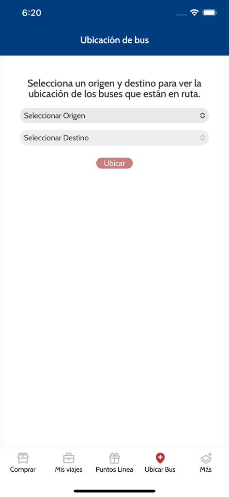Real time bus location tracking screen in the Linea mobile app